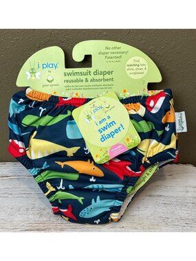 Swim Diaper iPlay by Green Sprouts Whales Size 12 Months Reusable Absorbent